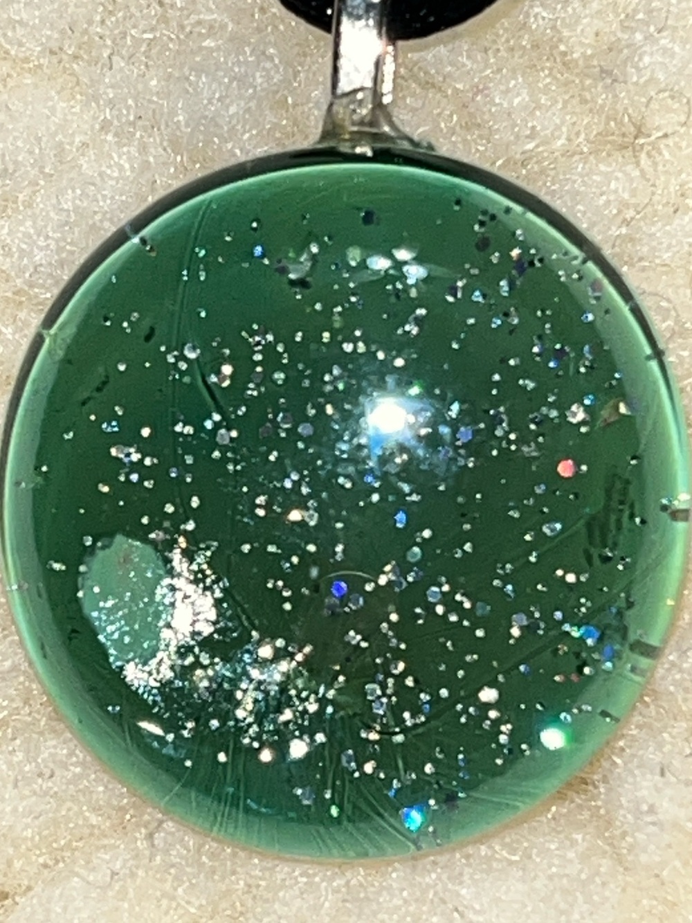 Handmade Reversible Green Black Marble Glass Pendant Necklace